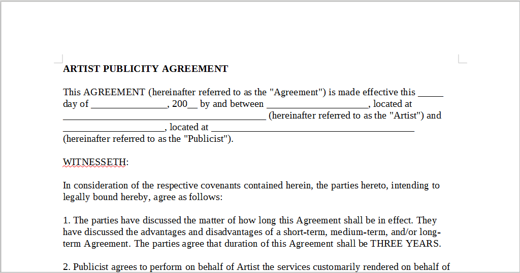 Performance template artist agreement contract music pdf word examples dj contracts pricing docs Performance template artist agreement contract music pdf word examples dj contracts pricing docs