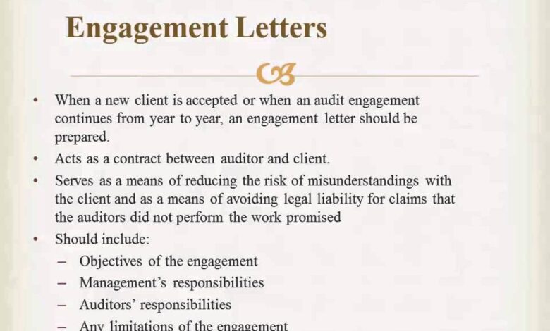 What should go into an engagement letter