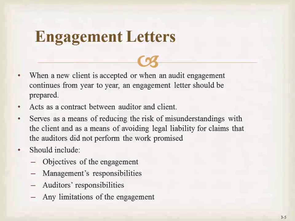 What should go into an engagement letter