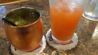 Red cabin on green acres country comforts restaurant with big city tastes