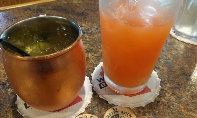 Red cabin on green acres country comforts restaurant with big city tastes