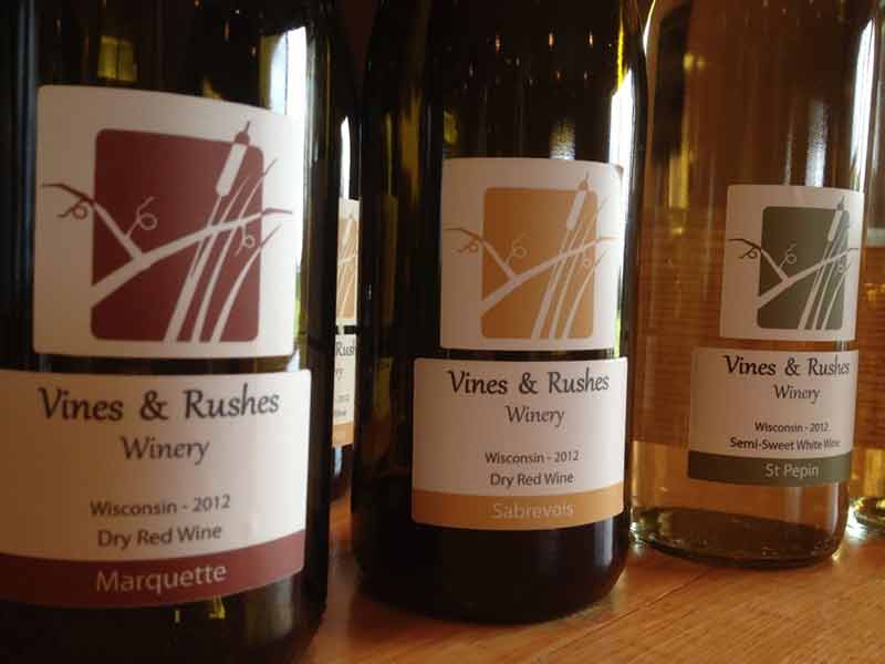 Vines rushes winery wisconsin grown wine with every sip