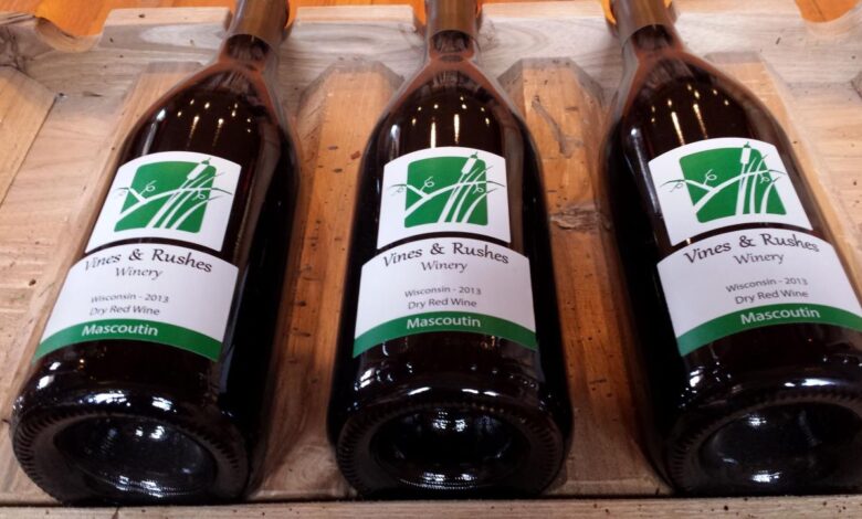Vines rushes winery wisconsin grown wine with every sip